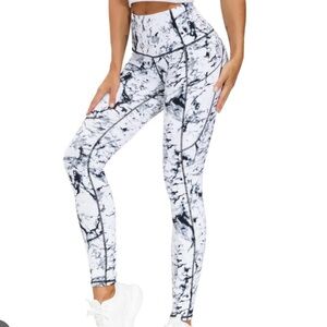 The Gym People Marble Print High-Waisted Leggings NWT size L